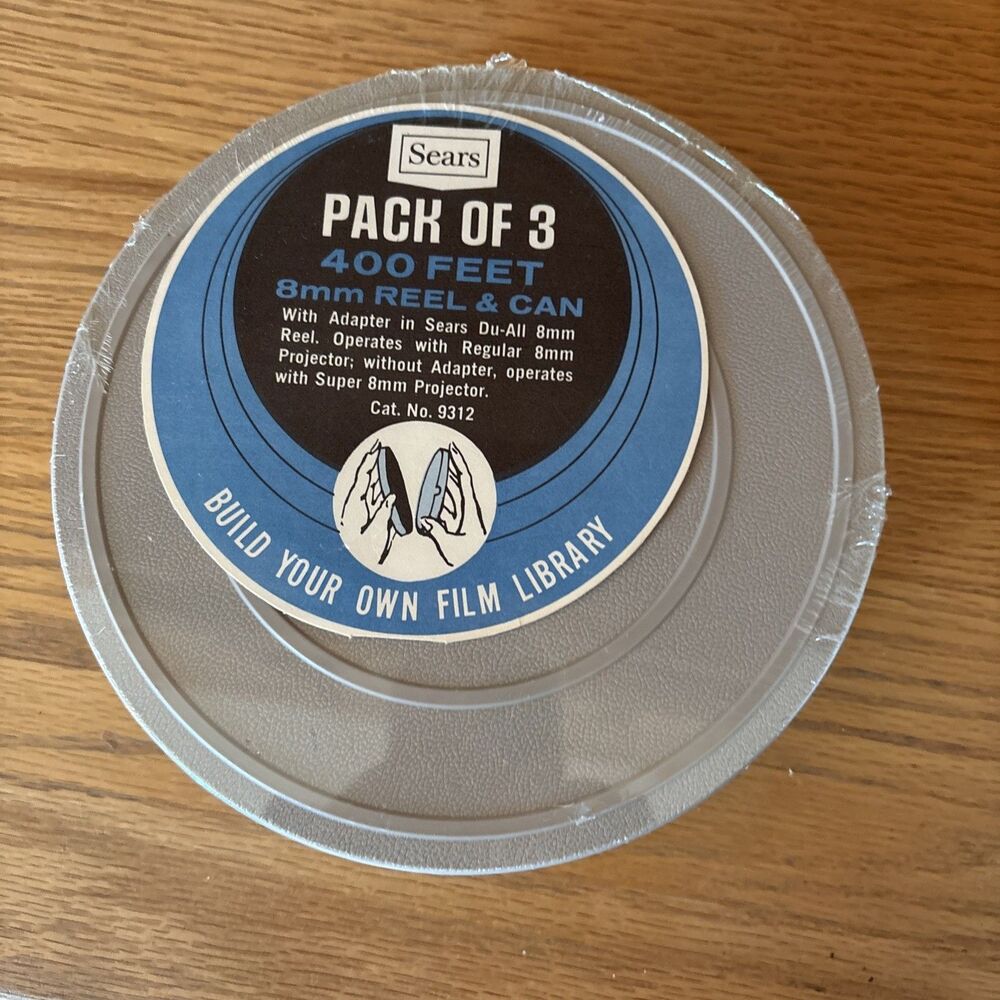 Vintage Sears 8mm Film Reel & Can Set Pack of 3 400ft Cat 9312 Sealed Unopened